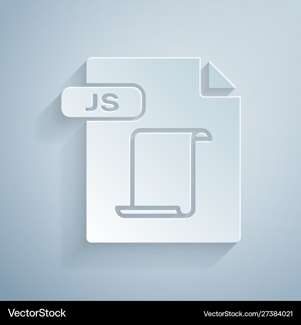 Paper cut js file document download button Paper cut js file document download button vector image
