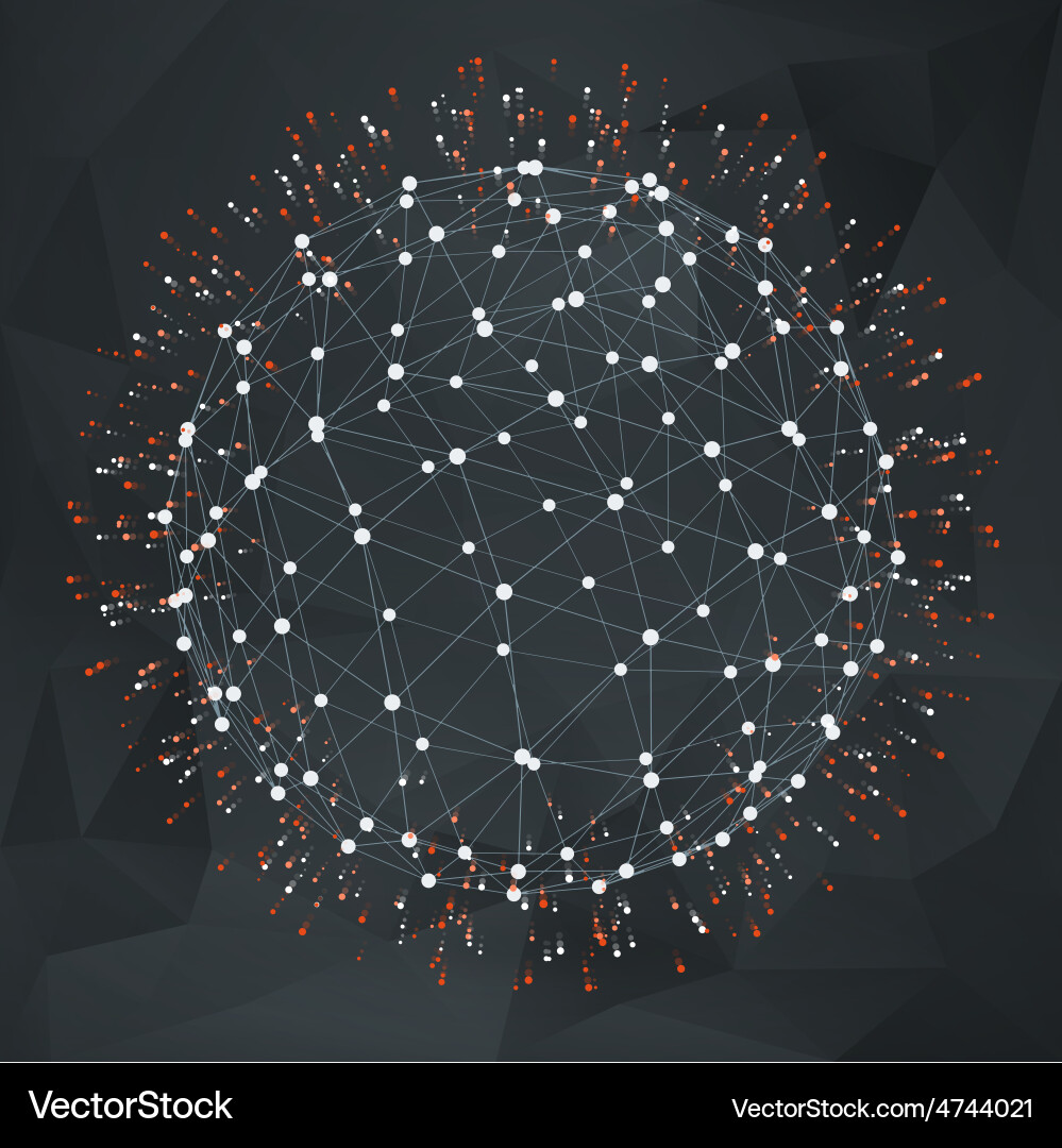 Polygonal Sphere Mesh with Dots vector image