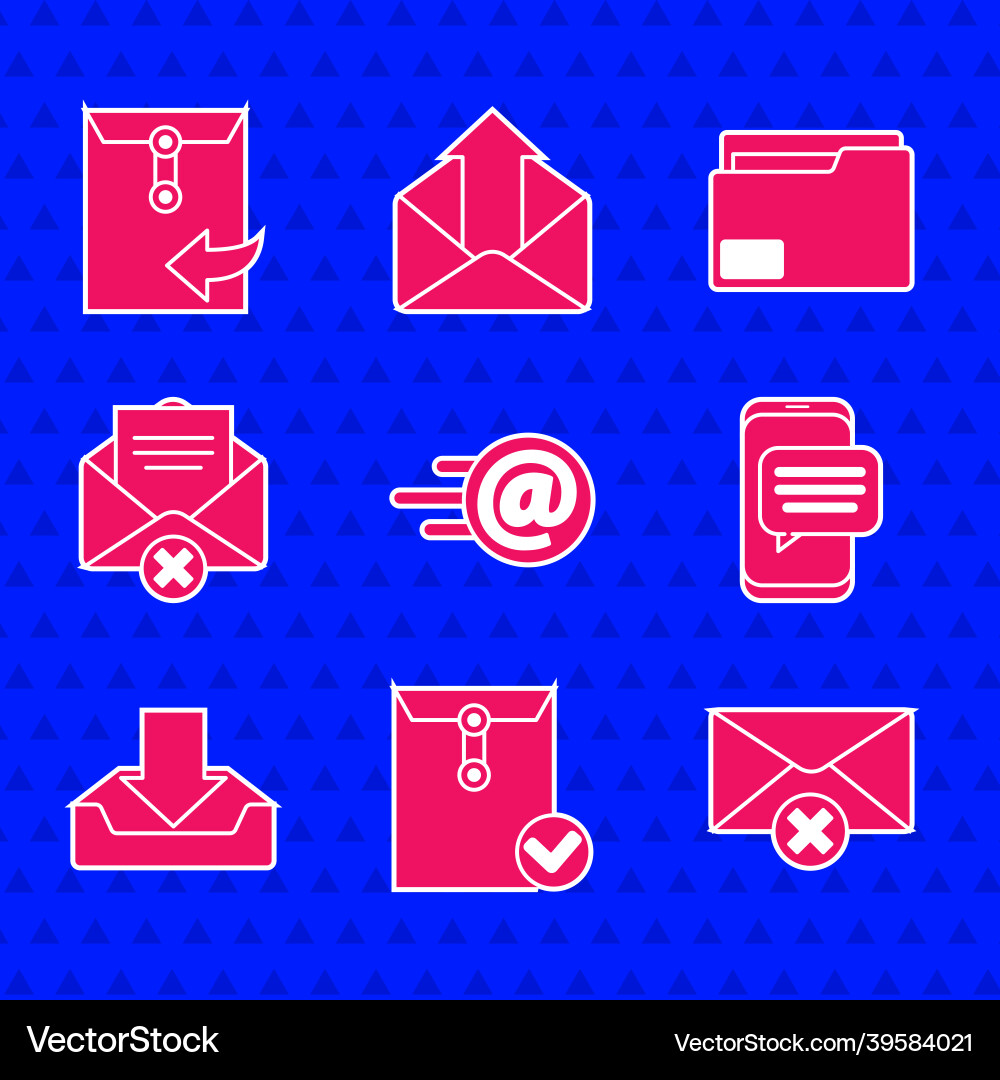 Set mail and e-mail envelope check mark delete Set mail and e-mail envelope check mark delete Vector Image