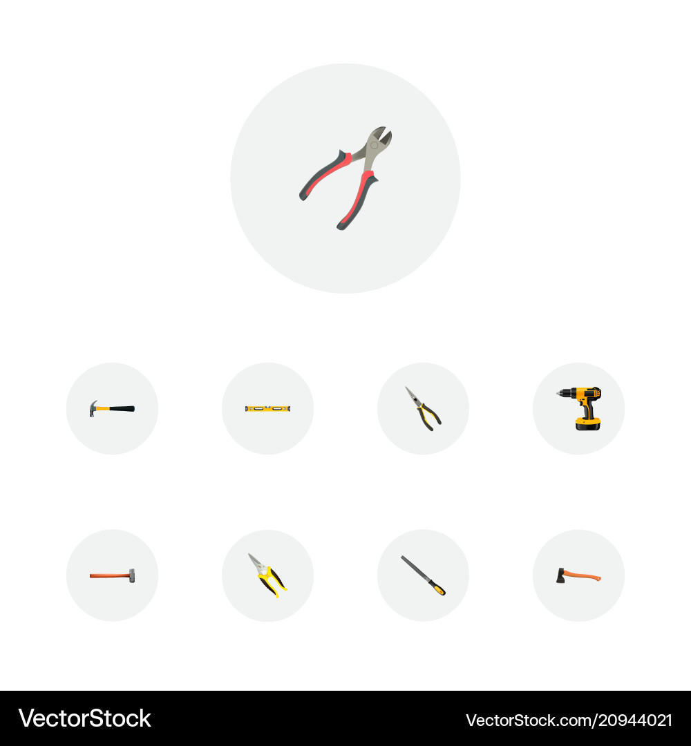 Set of instruments realistic symbols with hammer Vector Image