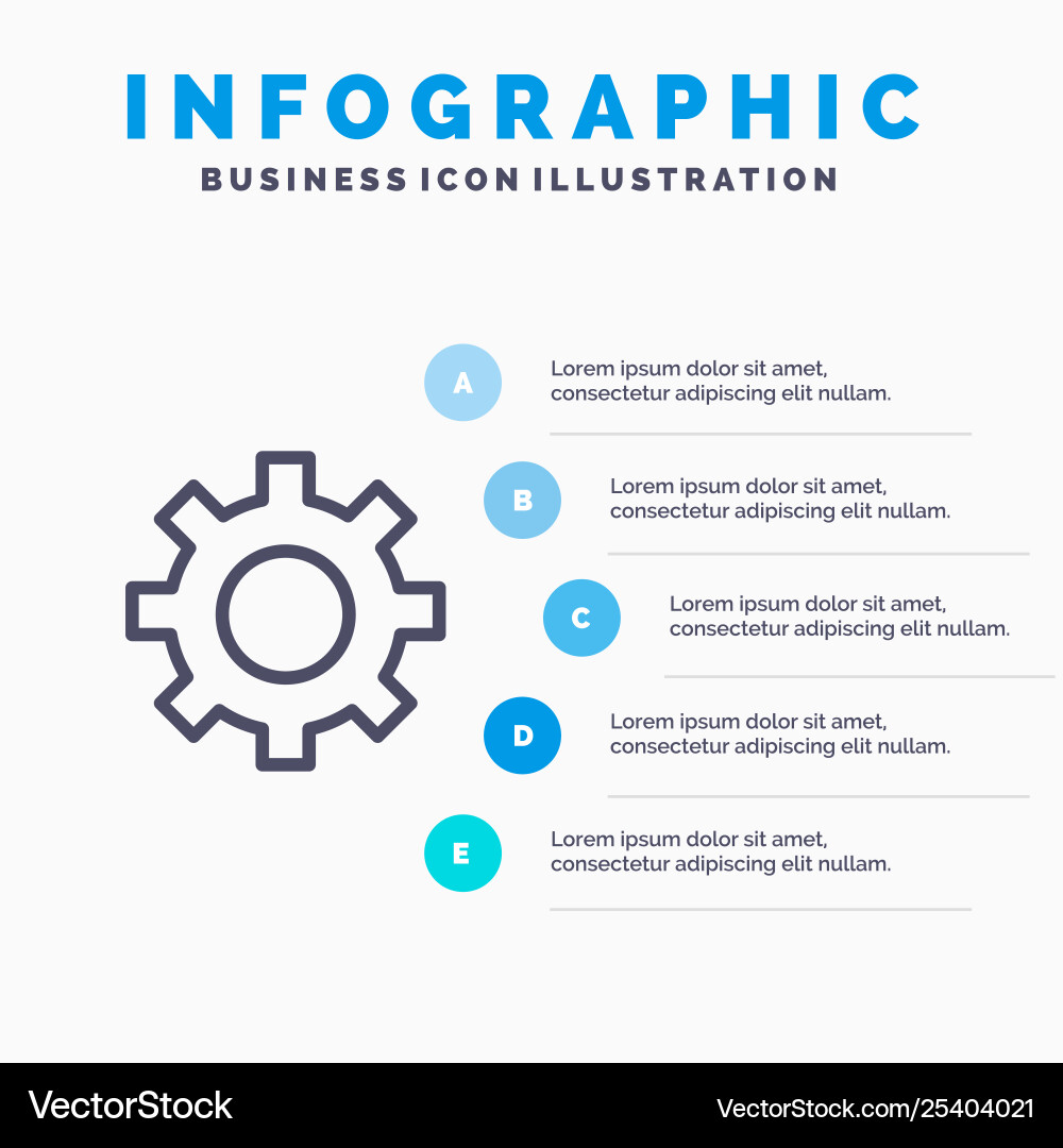Setting gear interface user line icon with 5 Vector Image