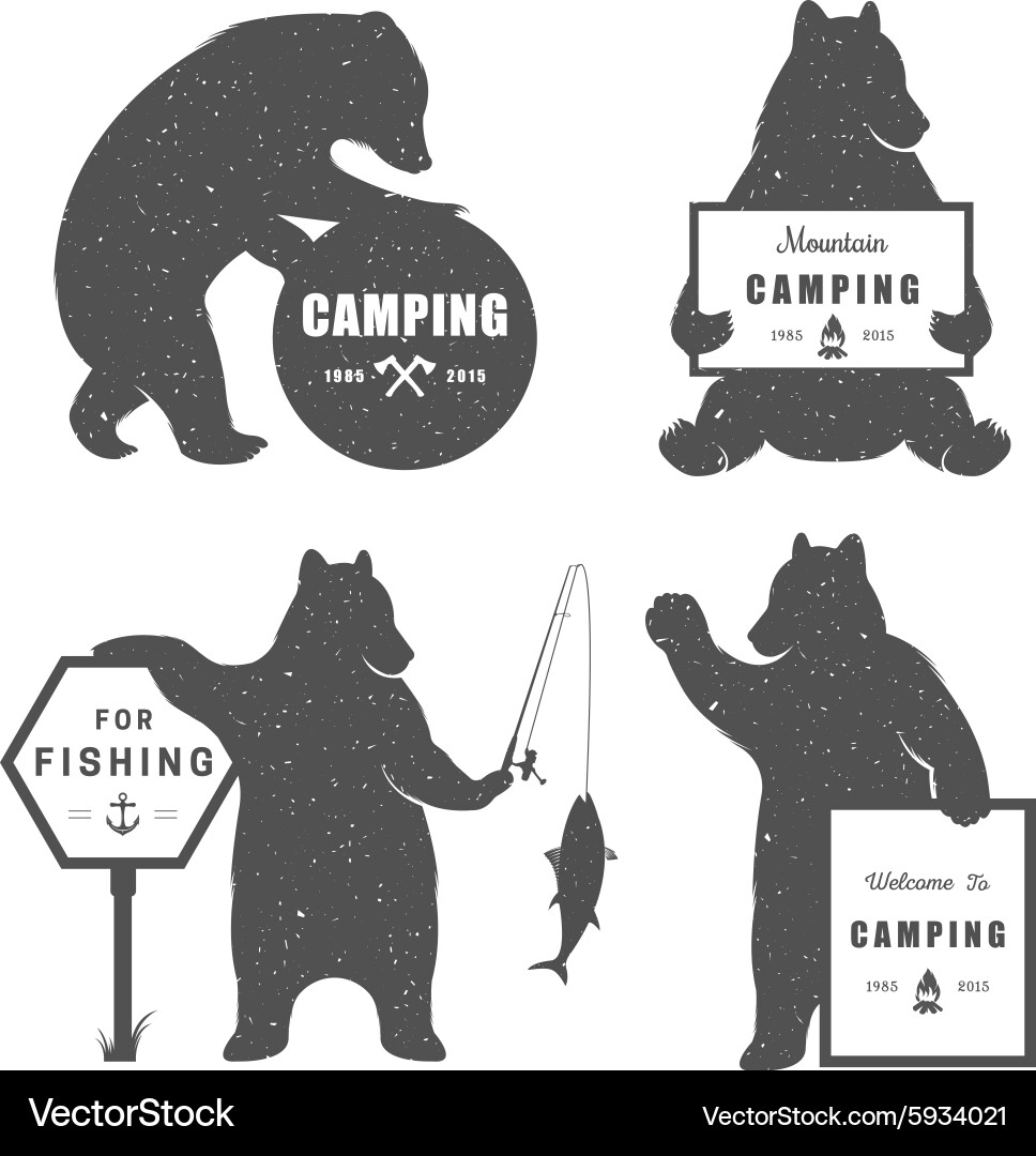 Vintage Camping Bear Sign Royalty Free Vector Image