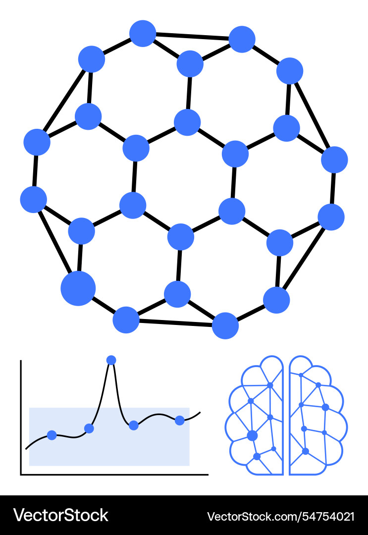Visualizing network connections spheres lines Visualizing network connections spheres lines vector image