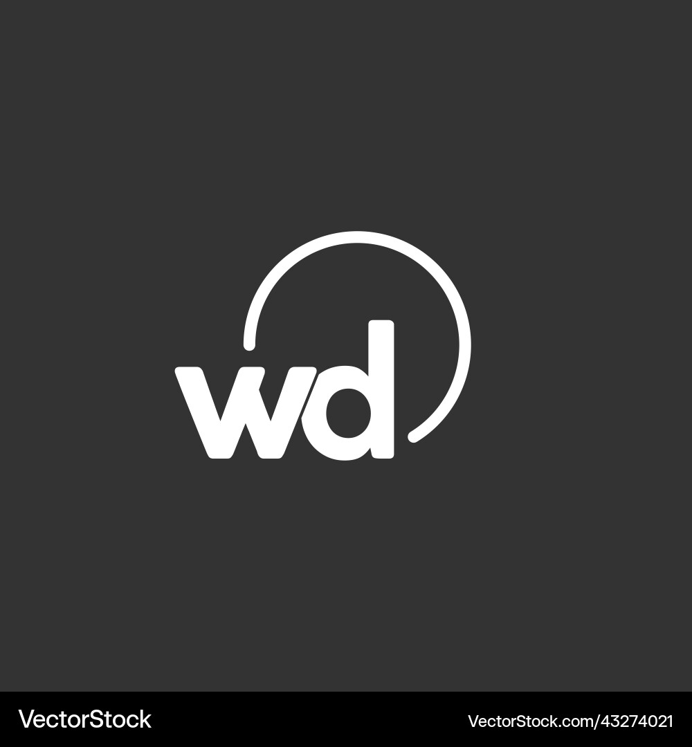 Wd initial logo with rounded circle vector image