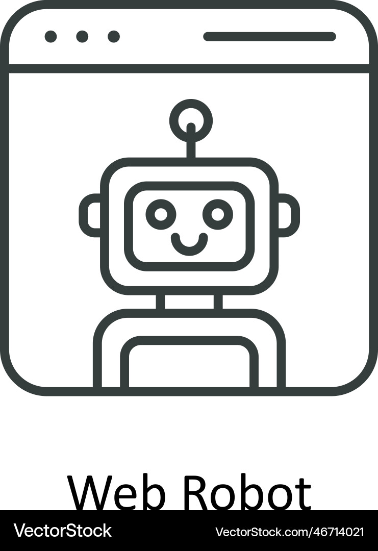 Web robot outline icons simple stock ill Vector Image