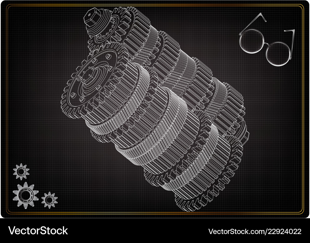 3d model of gears on a black vector image