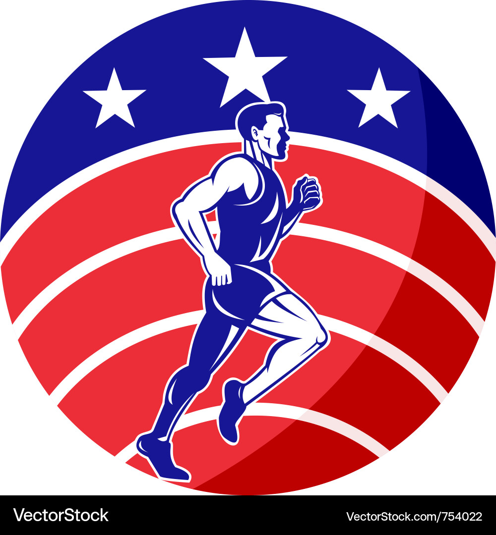 American Marathon Runner vector image