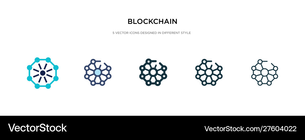 Blockchain icon in different style two colored Blockchain icon in different style two colored vector image