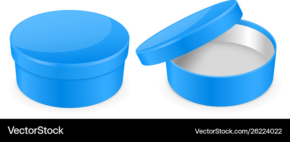 Blue box round hat open and closed empty Vector Image