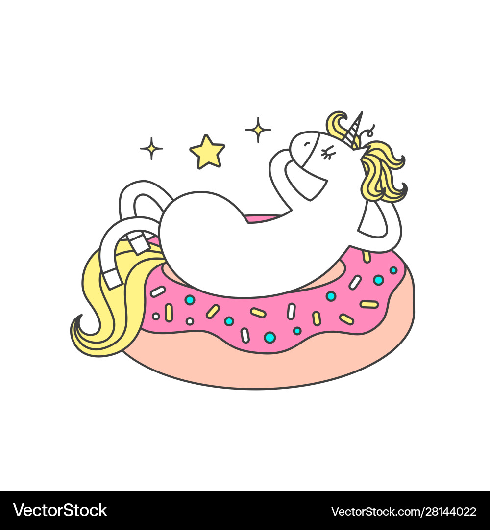 Cute Unicorn in Donut vector image