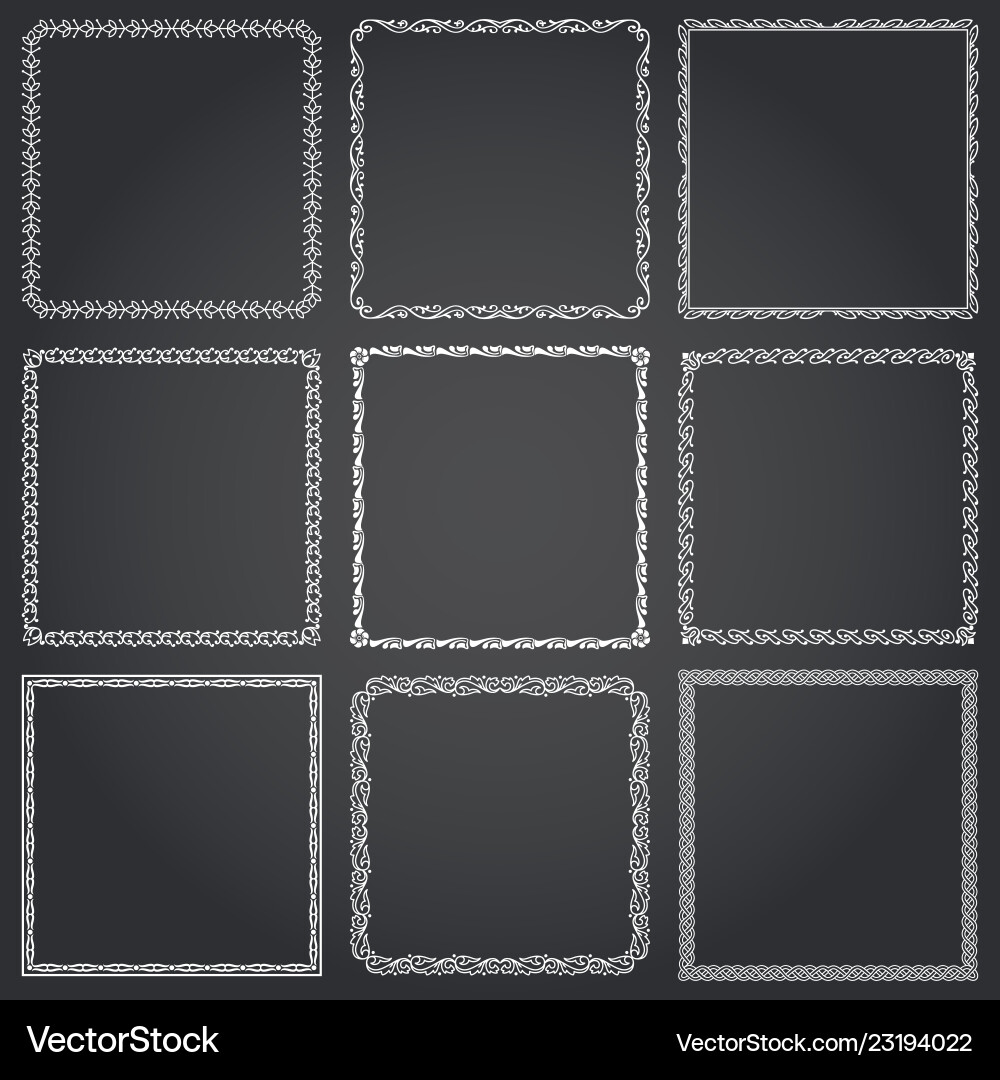 Decorative frames and borders square set Decorative frames and borders square set vector image