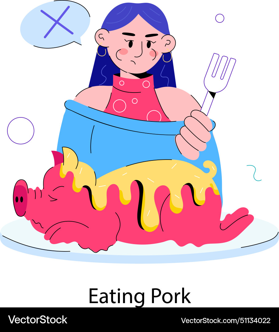 Eating pork Royalty Free Vector Image - VectorStock