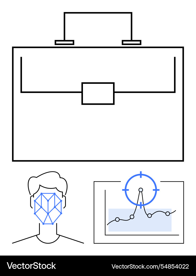 Facial recognition and data analysis with business Facial recognition and data analysis with business vector image