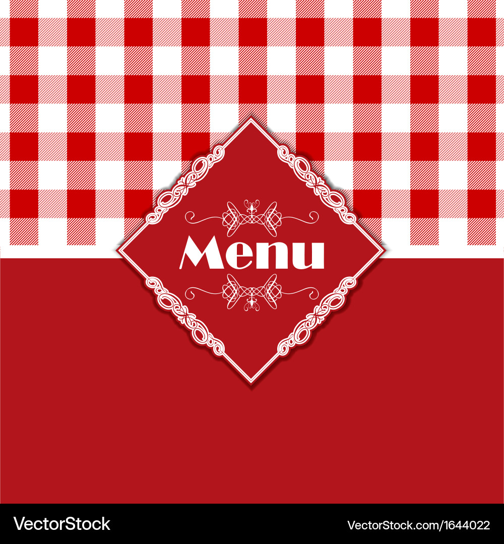 Gingham Menu Pattern - Red & White Vector Image