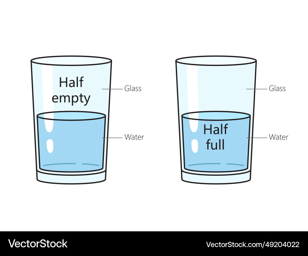 Glass Half Full / Empty Metaphor Vector Image