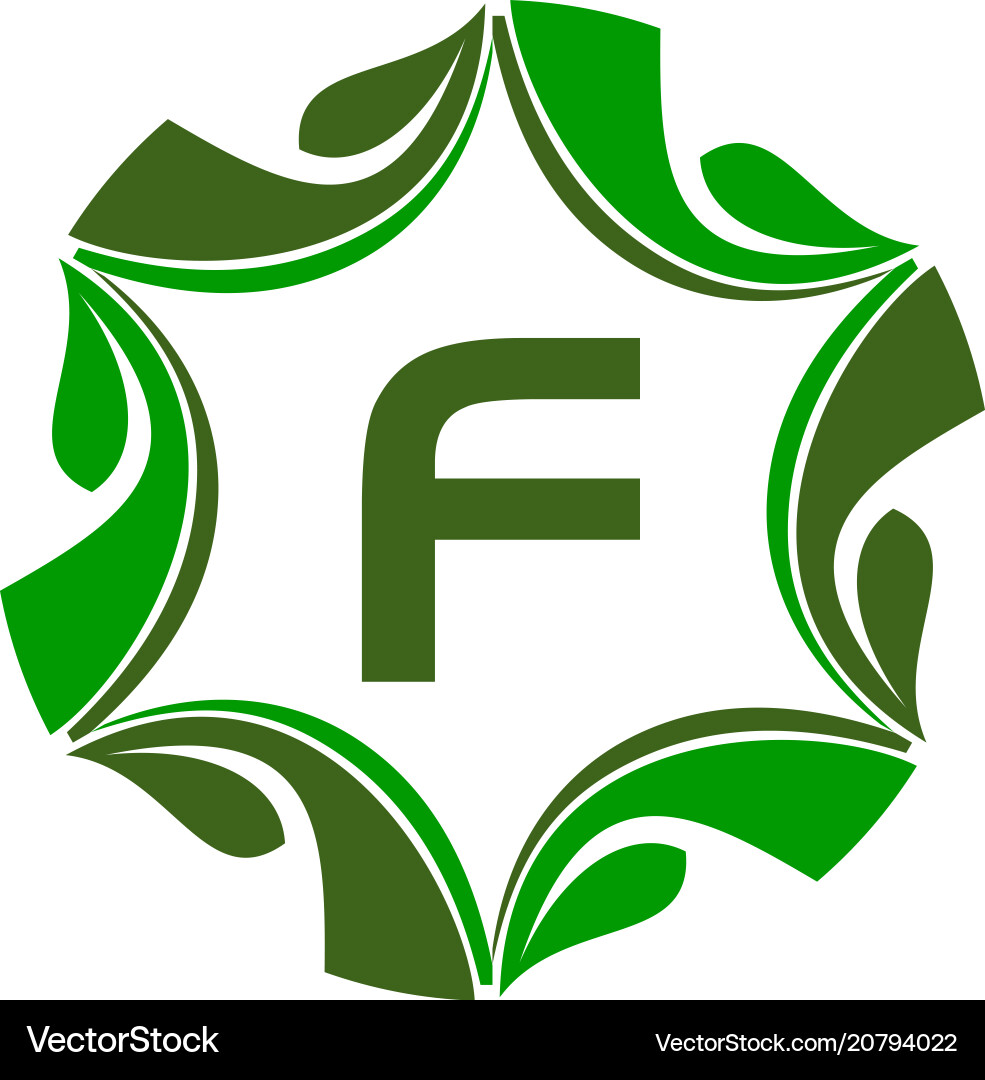 Green project solution center initial f Green project solution center initial f vector image