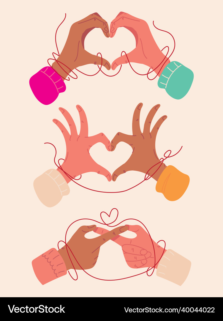 Hands red string of fate icons vector image