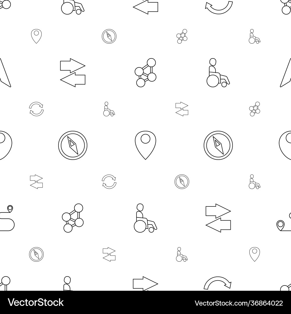 Navigation icons pattern seamless white background vector image