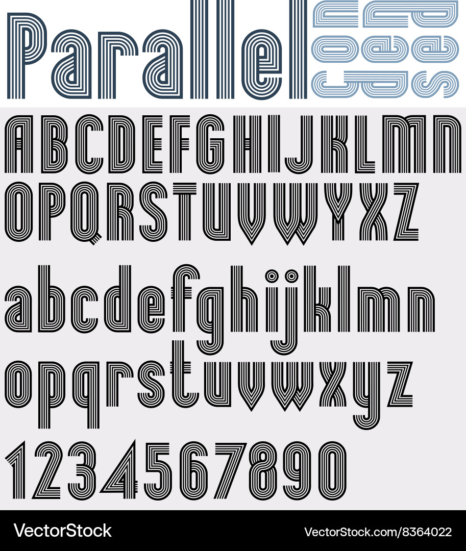 Parallel black and white font numbers striped Vector Image