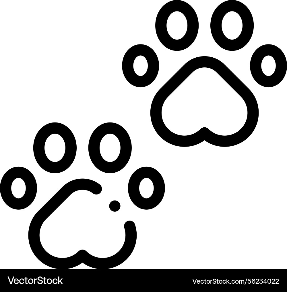 Pawprints icon thin linear style design isolated Pawprints icon thin linear style design isolated vector image