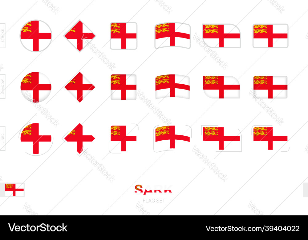 Sark flag set simple flags of with three Vector Image