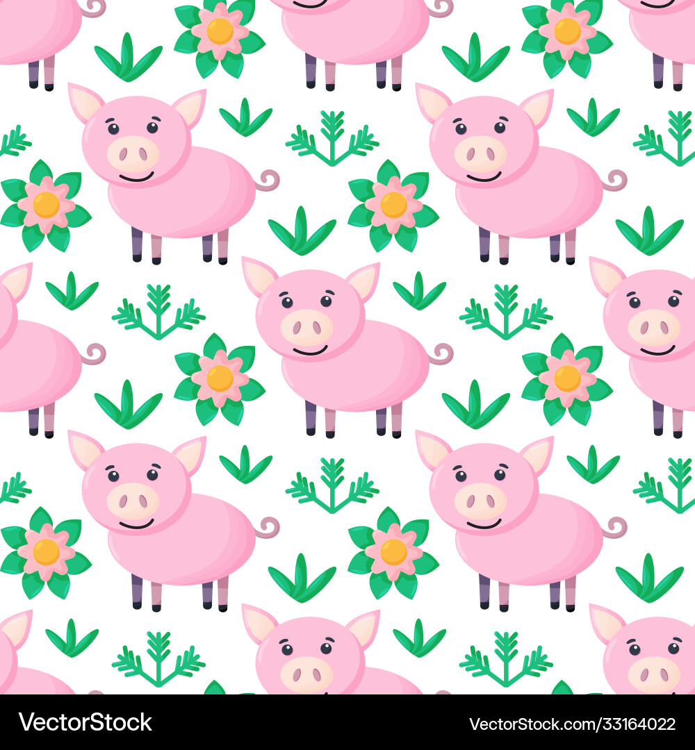 Seamless pattern with pig textile fabric Vector Image