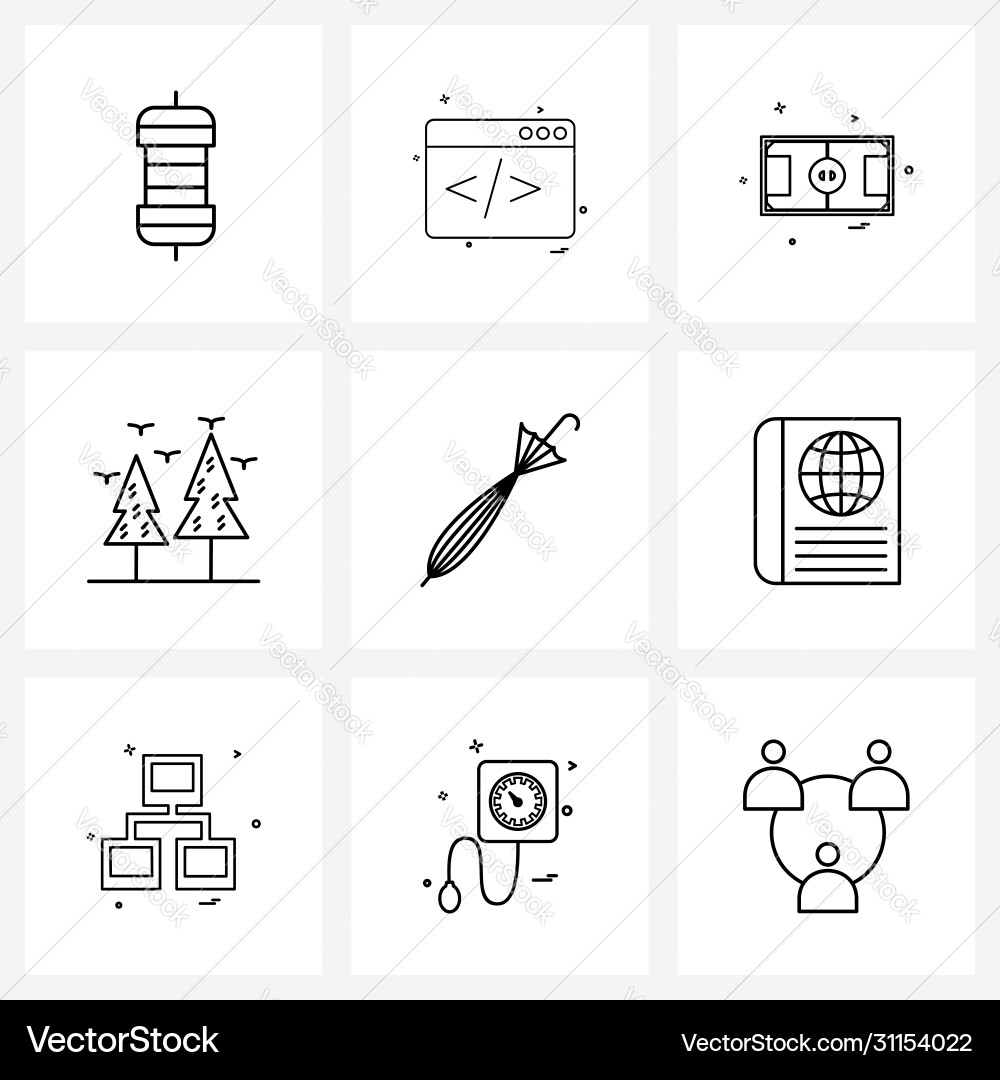 Set 9 simple line icons for web and print Vector Image