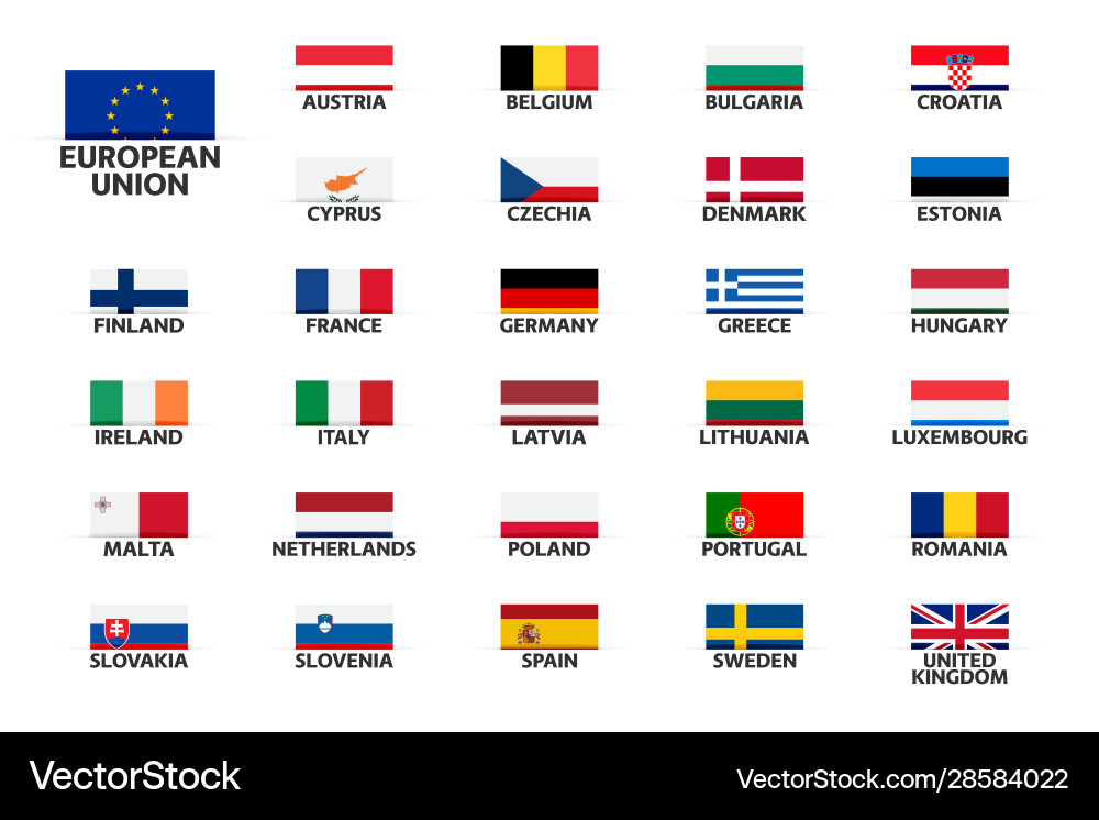 Set flags european union countries member Set flags european union countries member vector image