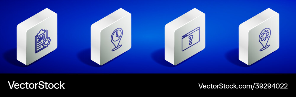 Set isometric line checklist with 24 hours service Set isometric line checklist with 24 hours service vector image