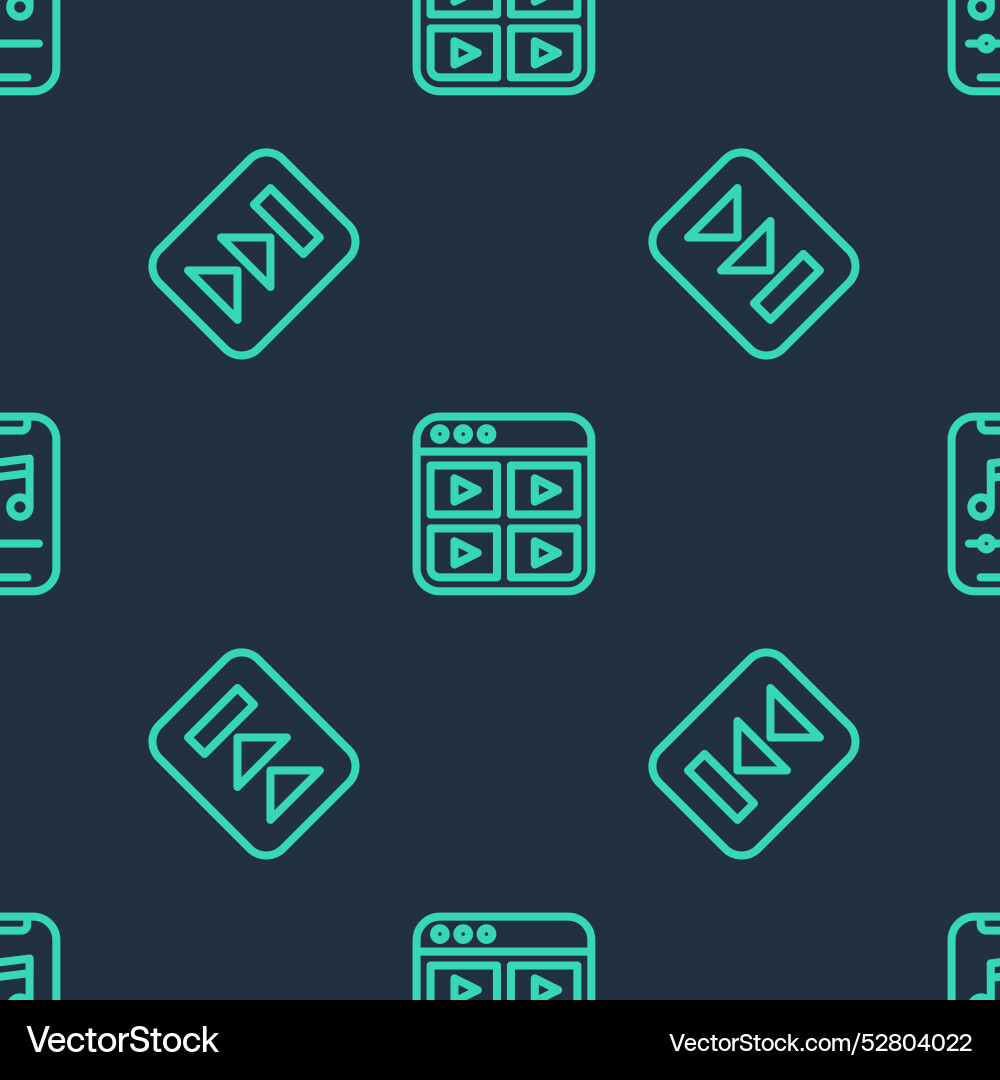 Set line music playlist fast forward and player Set line music playlist fast forward and player vector image
