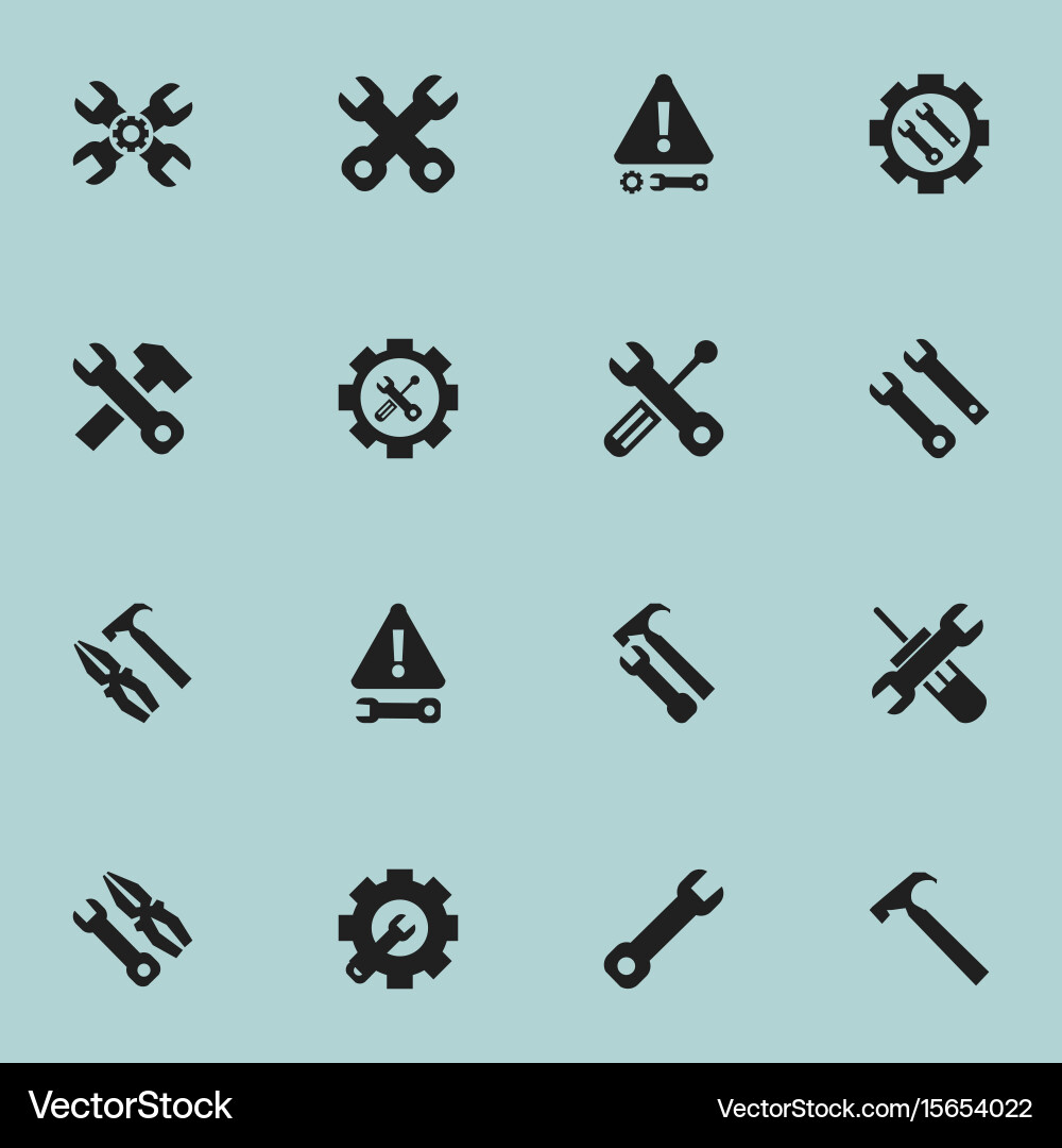 Set of 16 editable tool icons includes symbols vector image