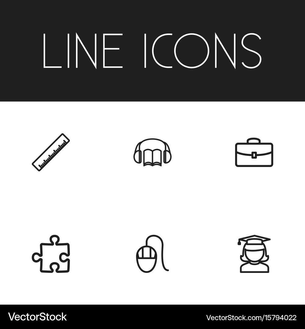 Set of 6 editable teach icons includes symbols vector image