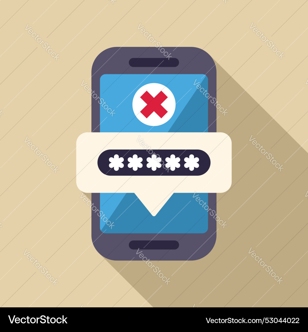 Smartphone showing wrong password notification Smartphone showing wrong password notification Vector Image
