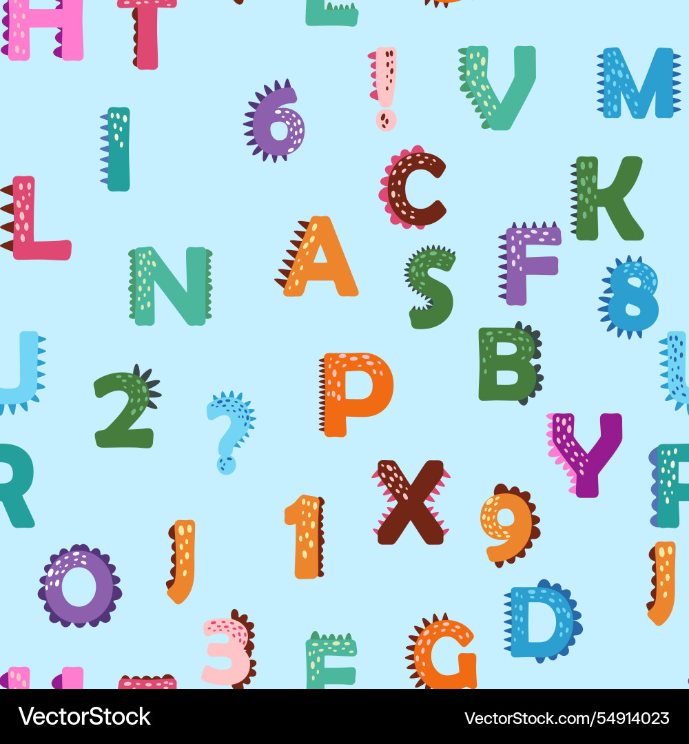 Abc seamless pattern in simple cartoon style cute Abc seamless pattern in simple cartoon style cute Vector Image