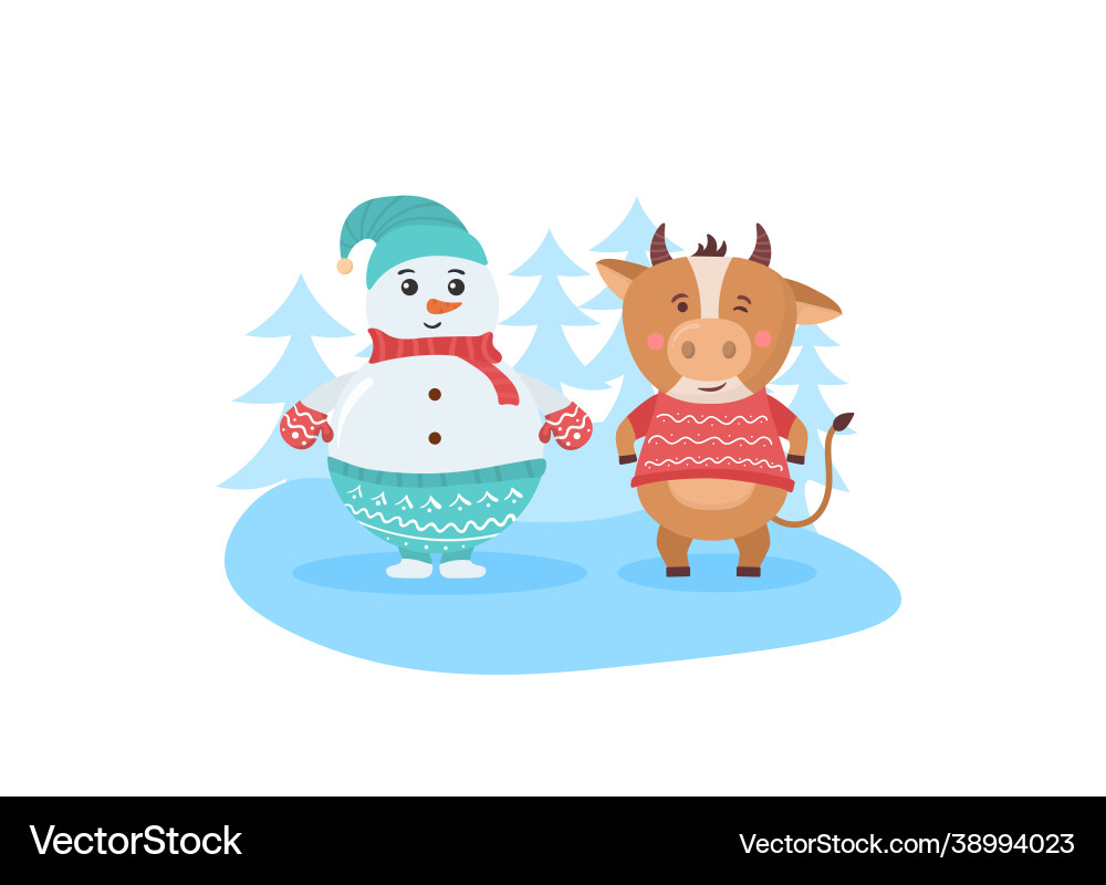 Cartoon animal cow character for new calendar Cartoon animal cow character for new calendar vector image