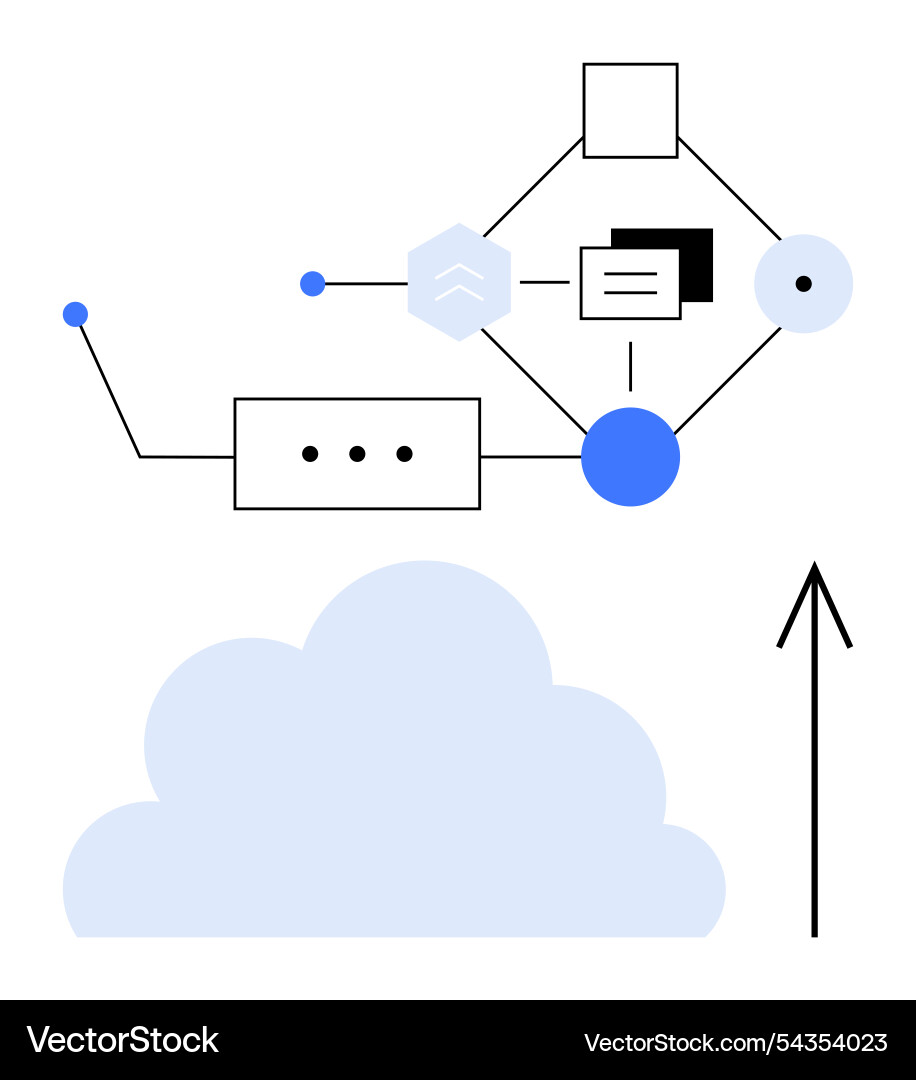 Cloud computing diagram with data flow Cloud computing diagram with data flow vector image