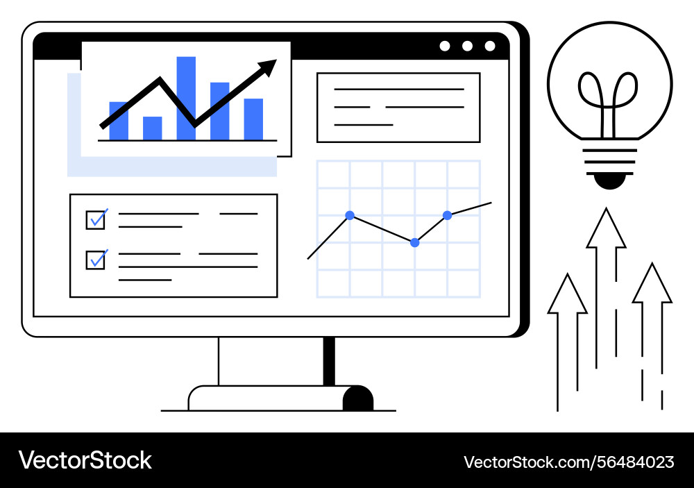 Data analytics dashboard with growth charts task vector image