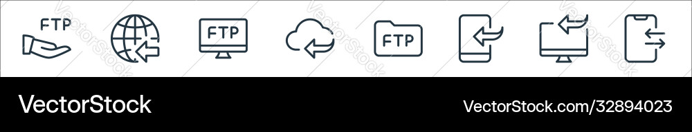 Data transfer line icons linear set quality Data transfer line icons linear set quality Vector Image