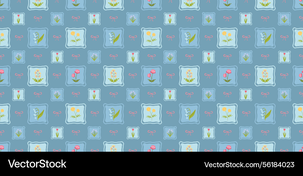 Floral pattern in the form of frames with bows Floral pattern in the form of frames with bows vector image