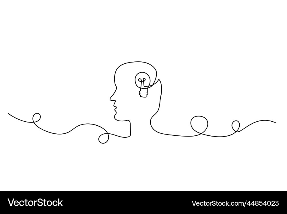 Icon with line head light bulb idea solution Icon with line head light bulb idea solution vector image