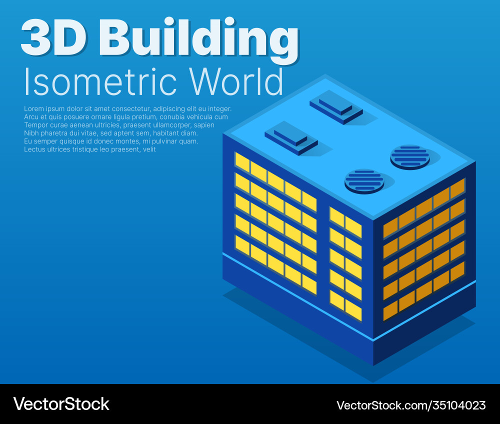 Isometric 3d module block district part Isometric 3d module block district part vector image
