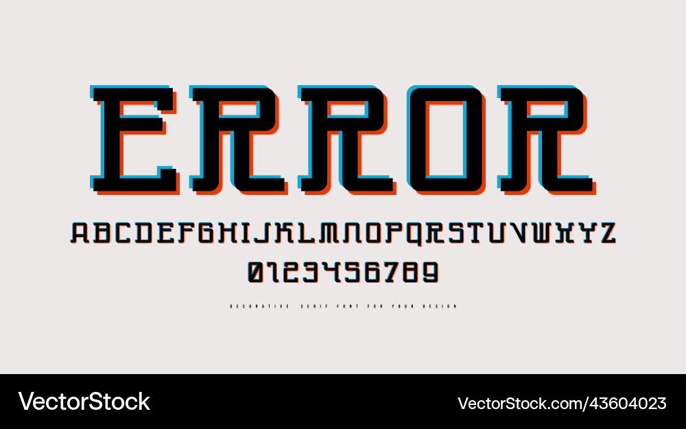 Monospaced serif font in cyber style with ripples Monospaced serif font in cyber style with ripples vector image