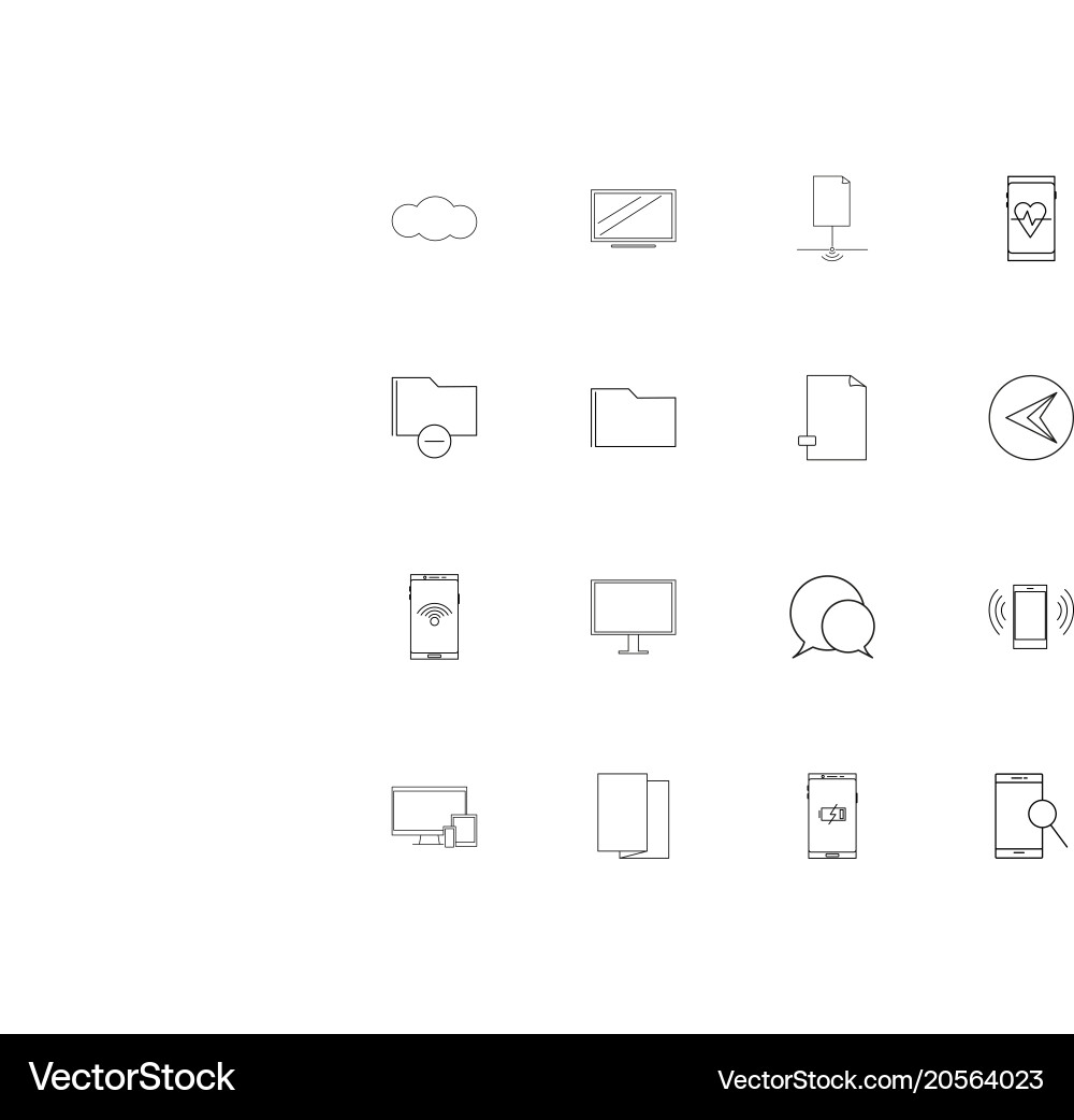 Network and database simple linear icons set vector image