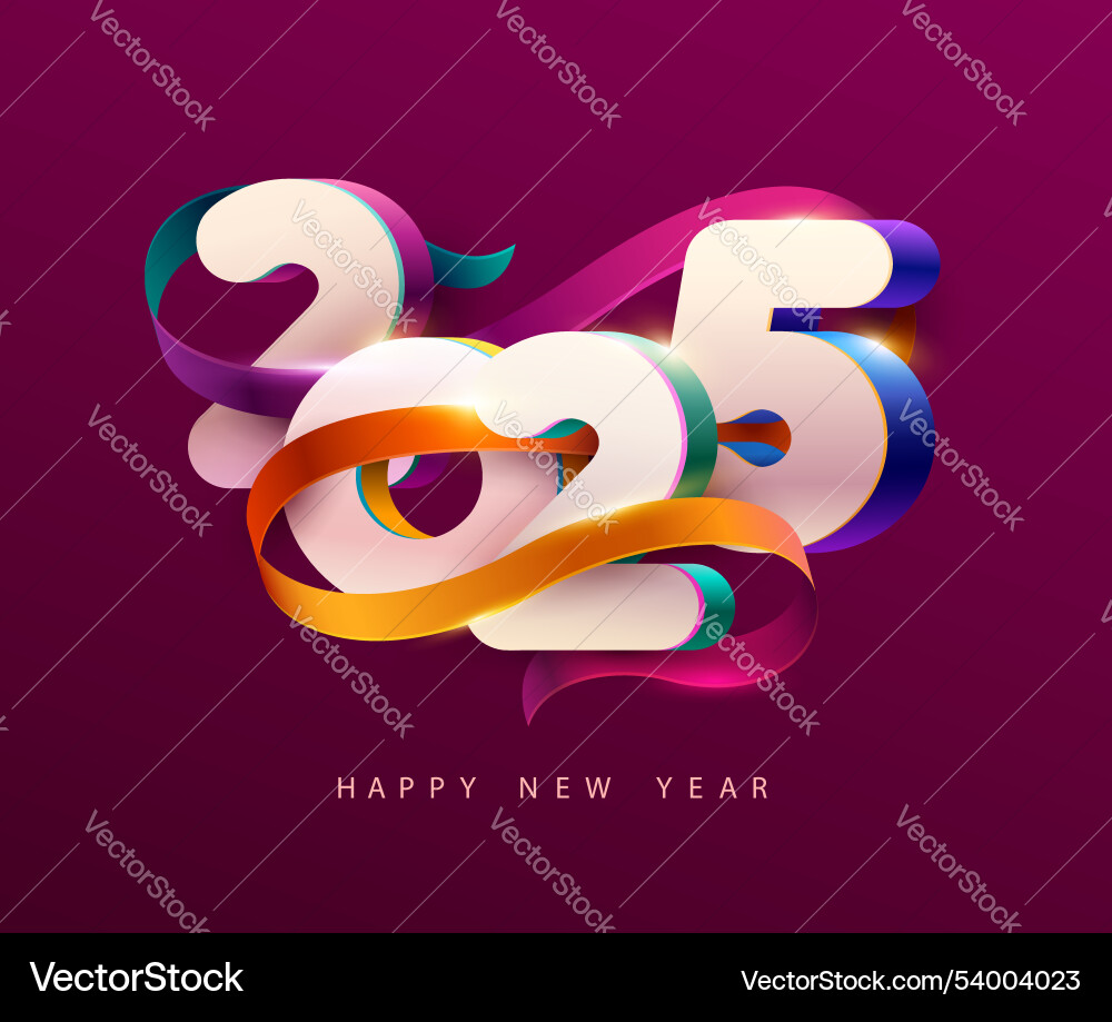 New years 2025 greeting card with white numbers New years 2025 greeting card with white numbers vector image