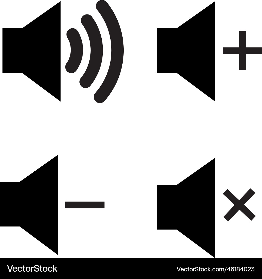 Sound button set icons on and off volume up Sound button set icons on and off volume up vector image