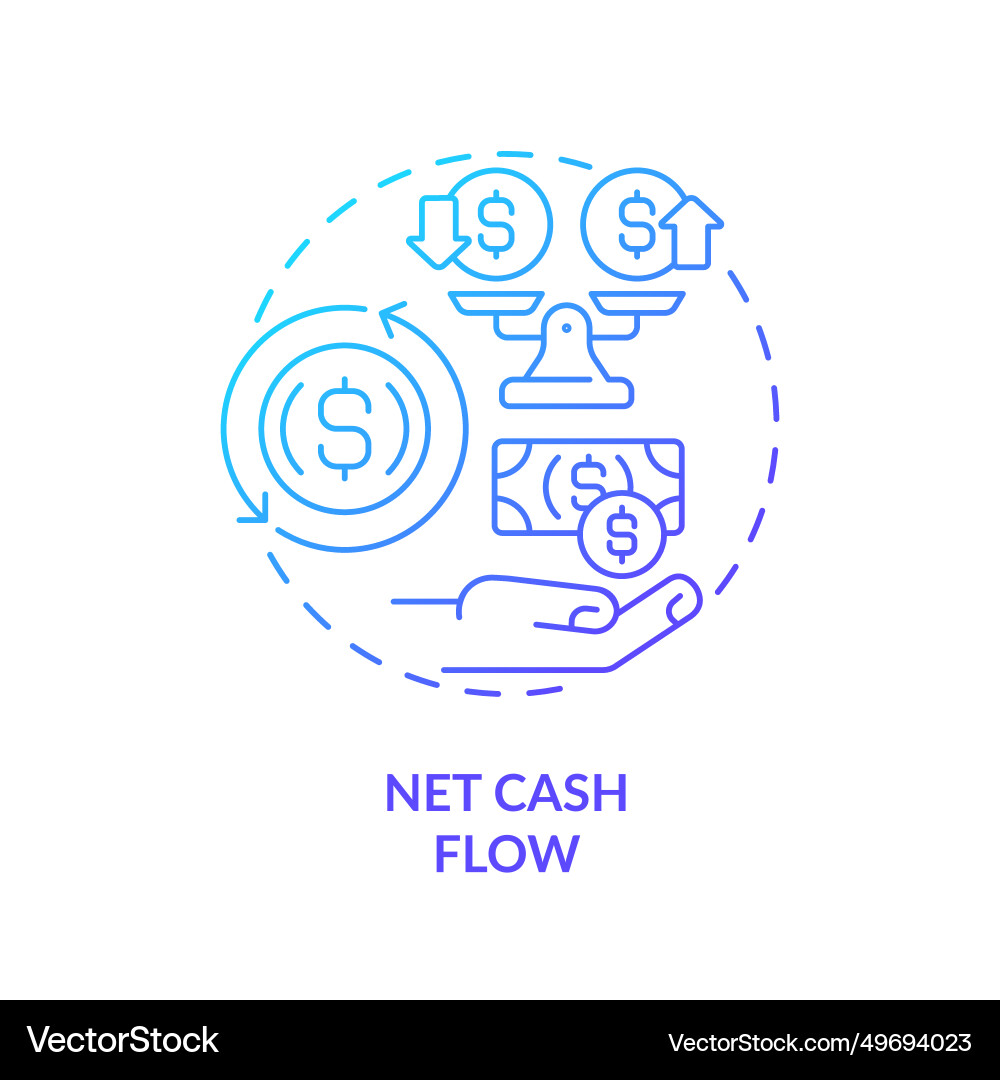 Thin line simple gradient net cash flow icon Thin line simple gradient net cash flow icon vector image