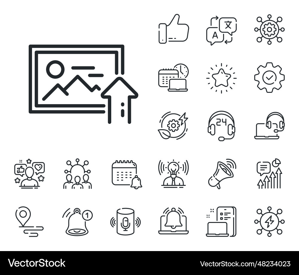 Upload photo line icon image thumbnail sign Upload photo line icon image thumbnail sign vector image