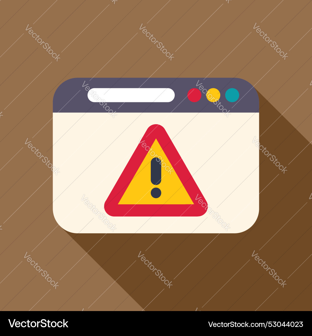 Website showing warning sign with exclamation Website showing warning sign with exclamation Vector Image
