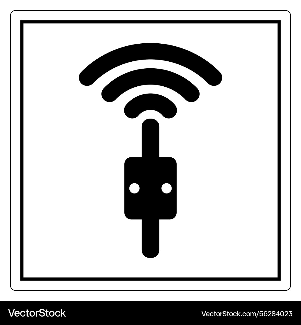Wireless signal icon with plug representation Wireless signal icon with plug representation Vector Image