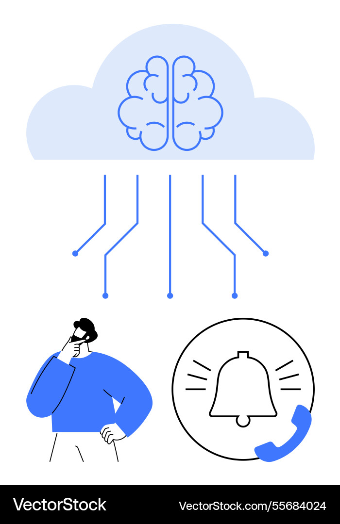Cloud computing and ai concept with brain Cloud computing and ai concept with brain vector image